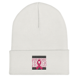 White Black and Pink Breast Cancer Awareness Cuffed Beanie
