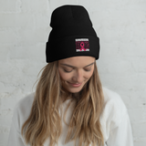 Black White and Pink Breast Cancer Awareness Cuffed Beanie