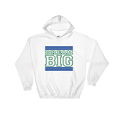 White Royal Blue and Green Hooded Sweatshirt
