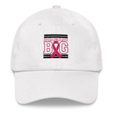 White Black and Pink Breast Cancer Awareness Dad hat